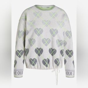 Women's Gray and Green Heart Sweater